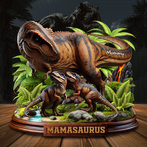 Dinosaur Mom Wood Sign - Personalized Gifts For Mother 01QHLU010425-Homacus