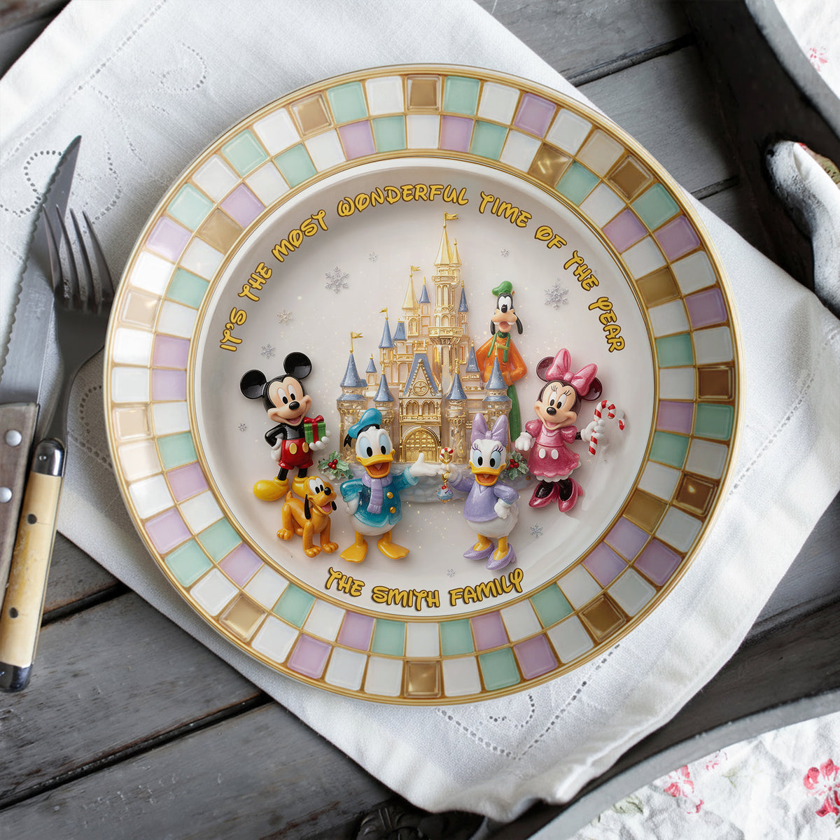 Magical Family Ceramic Round Plate - Personalized Gift For Family 03PGLU101025-Homacus