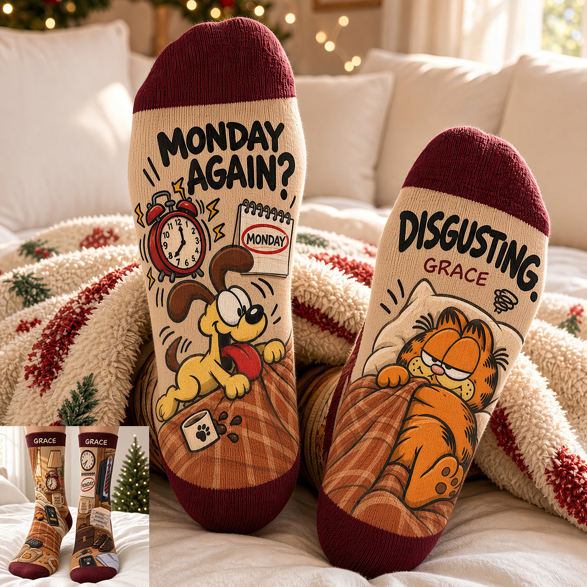 Monday Morning Routine Of A Lazy Orange Tabby Socks - Personalized Gifts 07hadt170926