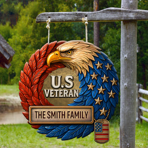 Veteran Family Metal Sign - Personalized Gifts For Family 02HULU210525-Homacus