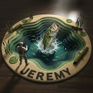 Personalized Gifts For Fishing Lovers, Fish Quilted Round Mat 02hyta061025-Homacus