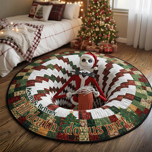 Spooky Twist Christmas Quilted Round Mat Personalized Gifts For Couple 01TGDT011025-Homacus