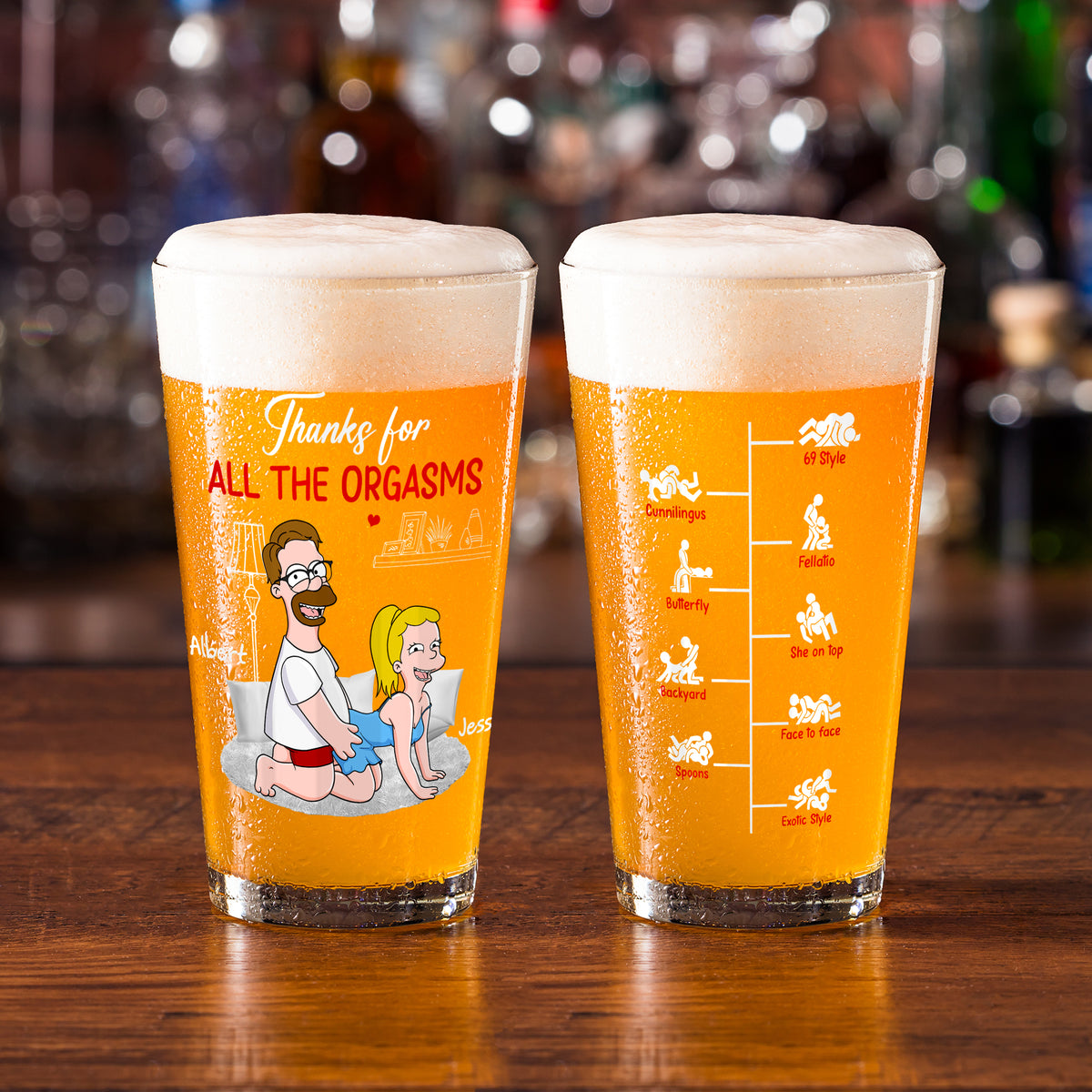 Mischievous Couple Beer Glass - Personalized Gifts For Couples 05OHLU140625-Homacus