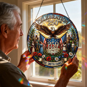 American 250th Celebration Suncatcher Ornament - Personalized Gifts For Patriots 04tylu260226-Homacus