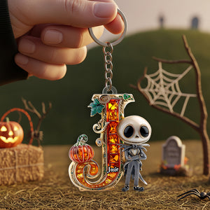 Alphabet Gemstones Pumpkin Halloween Keychain Personalized Gifts For Fans 04TGDT230825-Homacus