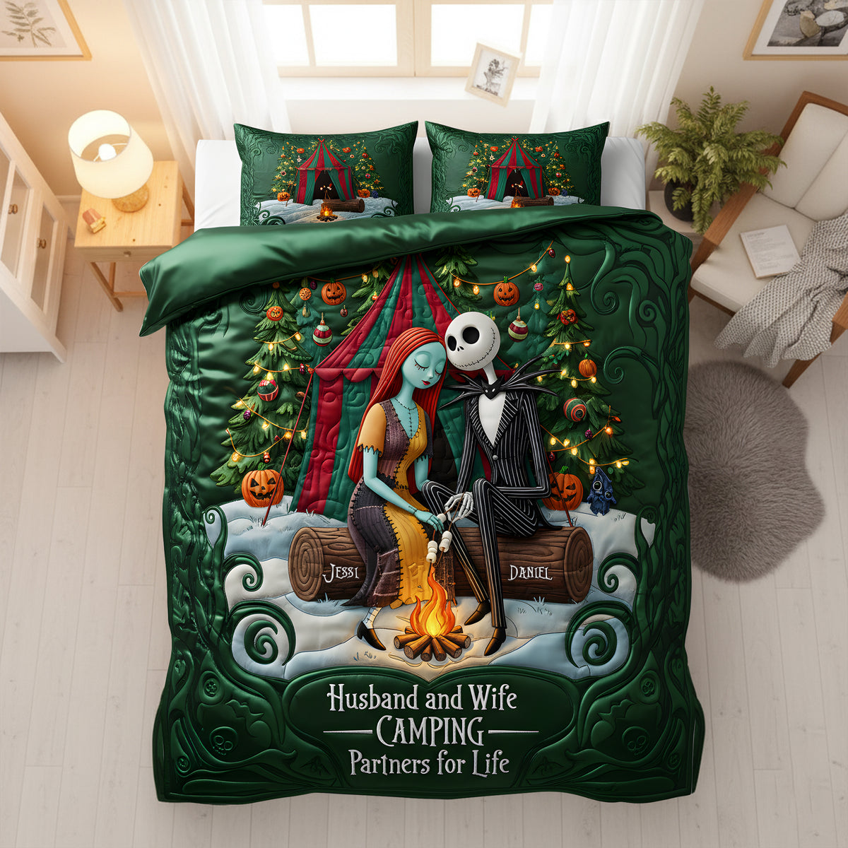 Camping Couples Quilt Bedding Set - Personalized Gifts For Couples 03PALU171125-Homacus