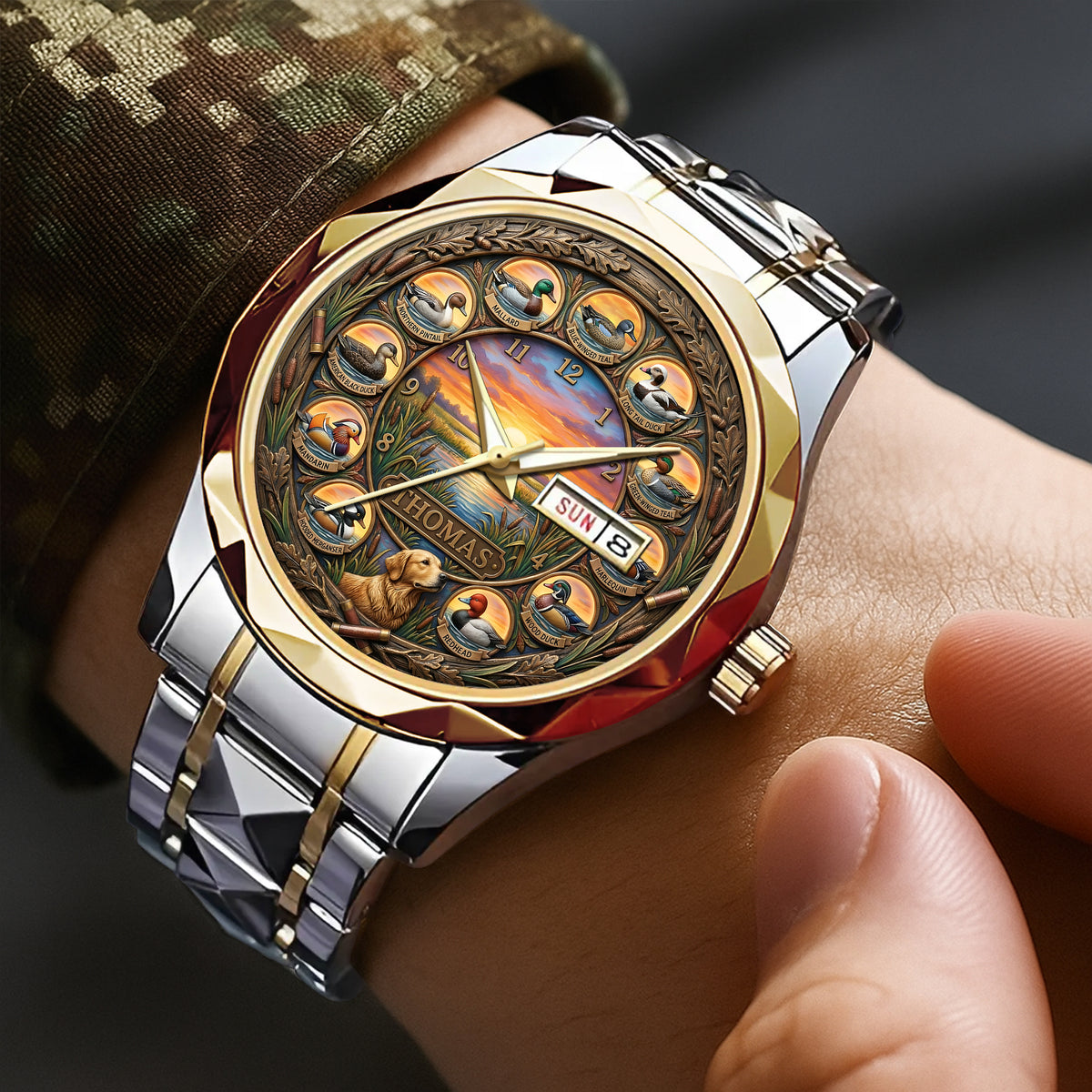 Waterfowl Duck Hunting Steel Men's Watch - Personalized Gift For Hunters 06HULU200126-Homacus