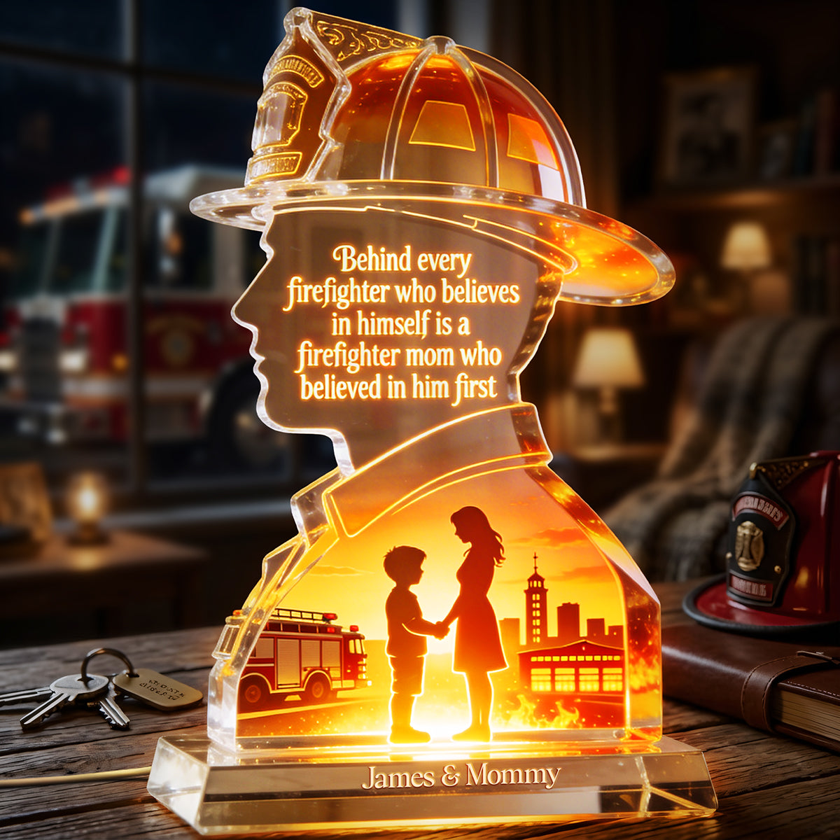Firefighter Mother Light Box - Personalized Gifts For Moms 03pgta100426-Homacus