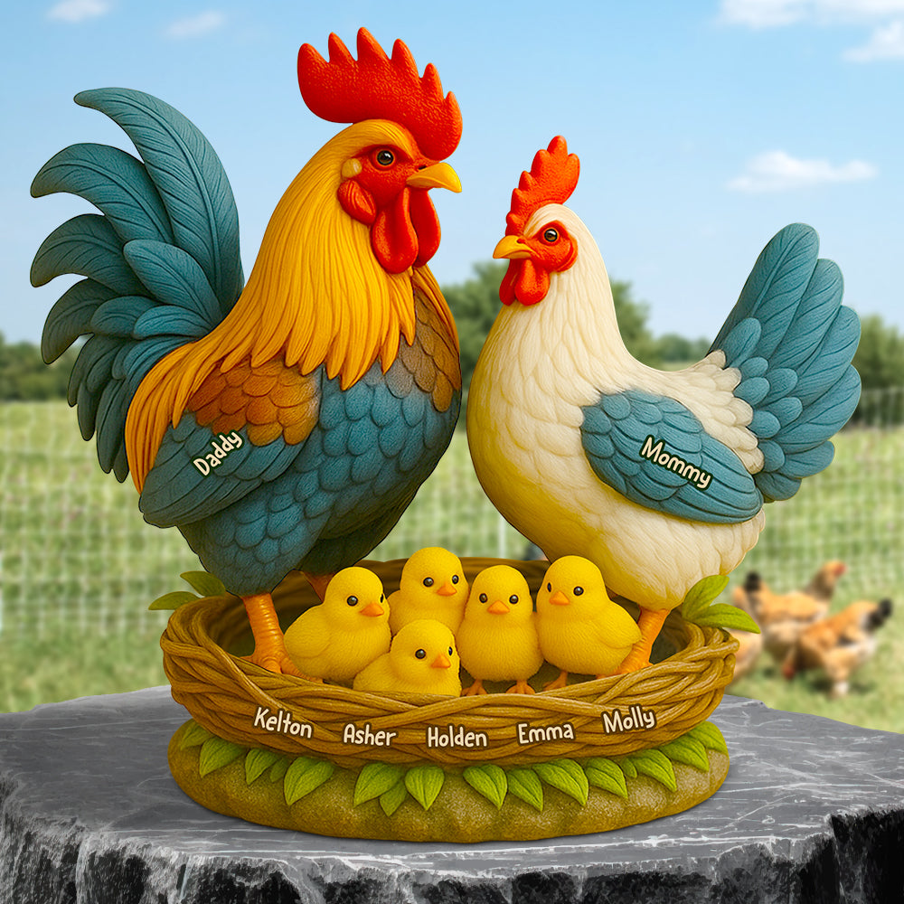 Chicken Family Acrylic Plaque Personalized Gifts For Dad 05XQDT030525-Homacus