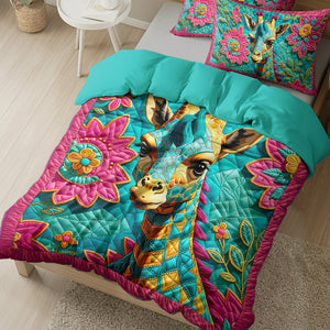 Giraffe In A Blooming Garden Quilt Bedding Set 01HULU200125-Homacus