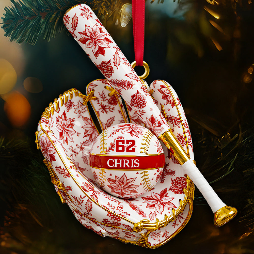 Baseball Toile de Jouy Christmas Ornament Personalized Gifts For Baseball Lovers 04PGDT021025-Homacus
