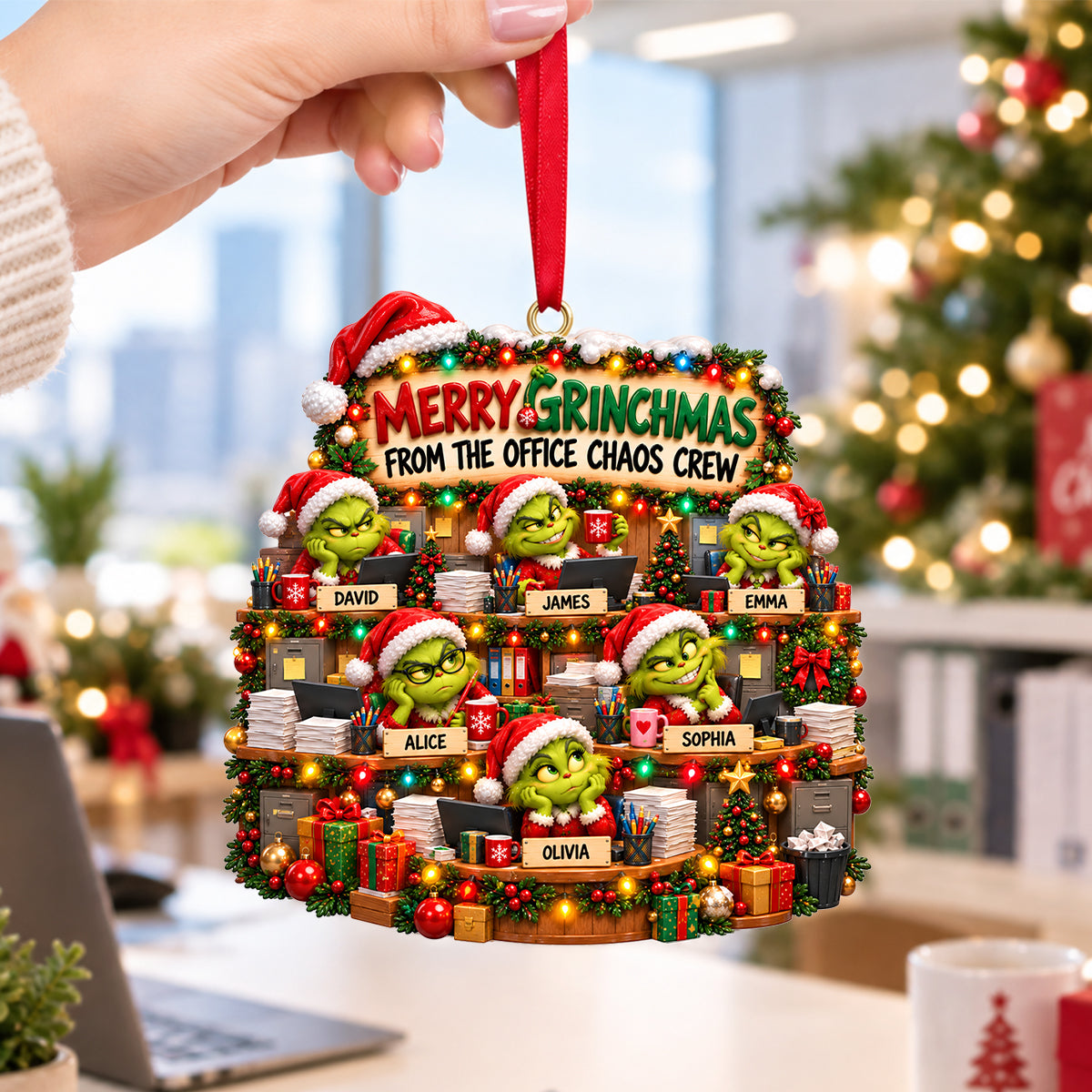 Funny Office Chaos Crew Acrylic Ornament - Personalized Gift For Coworkers 05TOTN161026-Homacus