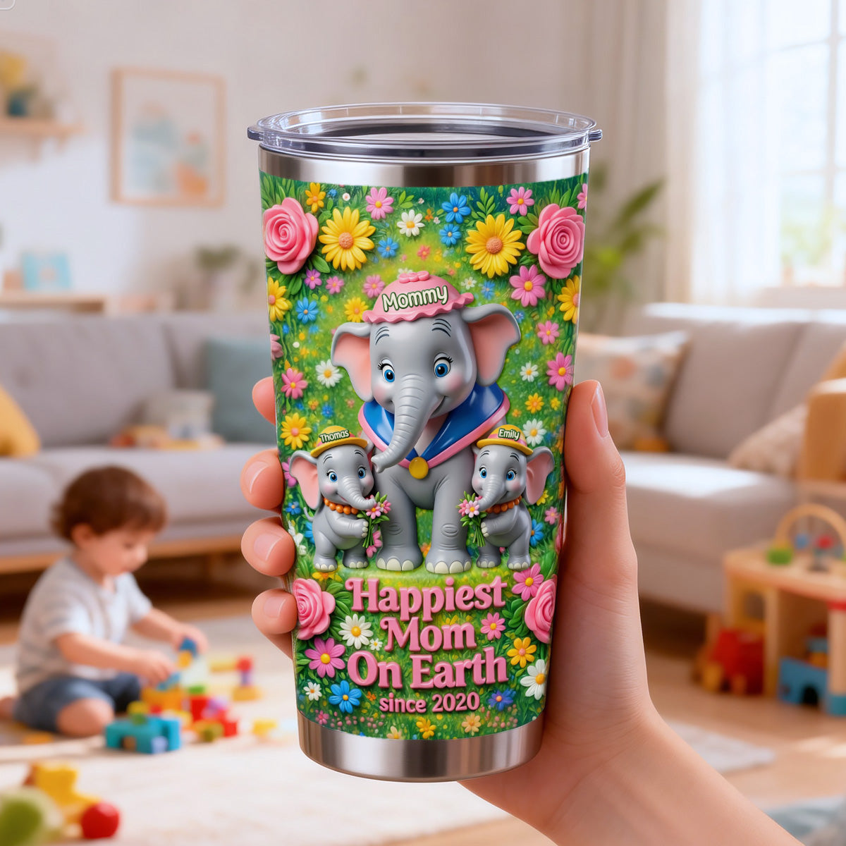 Happiest Mom Tumbler - Personalized Gifts For Moms 01tymg140326-Homacus