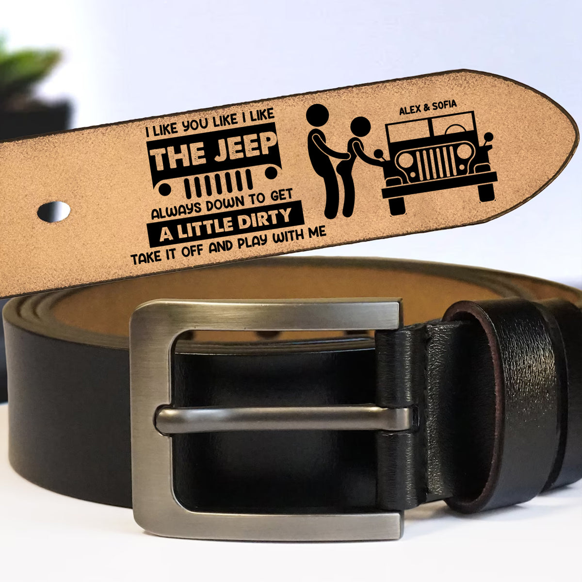 Personalized Gifts For Husband Leather Belt With Secret Message 04OHMH110624 Off Road Couple-Homacus