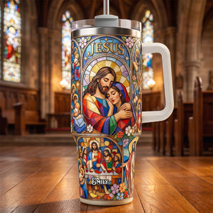 Jesus And The Saints 40oz Tumbler With Handle - Personalized Gifts For Christians 01padh010726-Homacus
