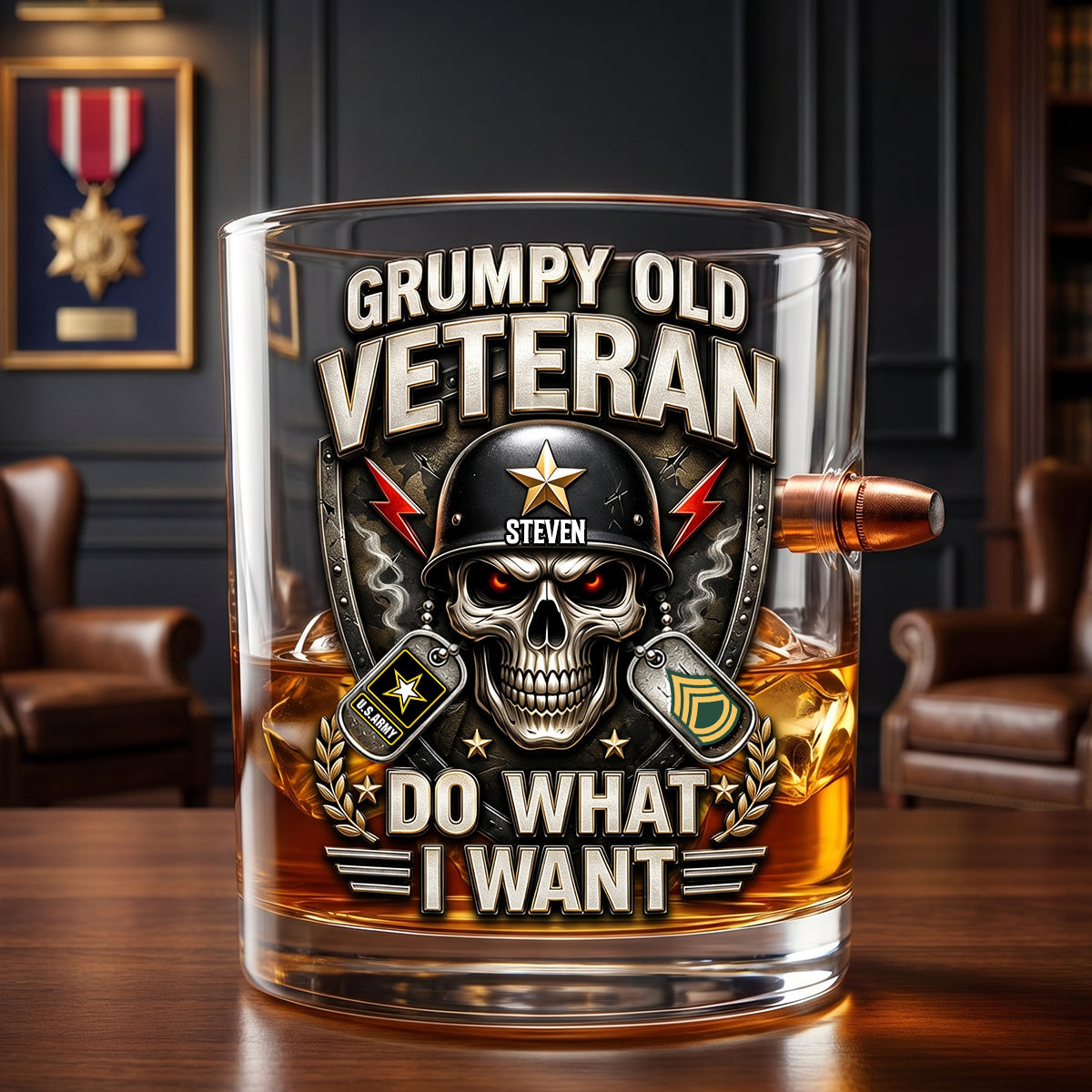 Grumpy Old Veteran Bullet Glass - Personalized Gifts For Veterans 01todh160626-Homacus