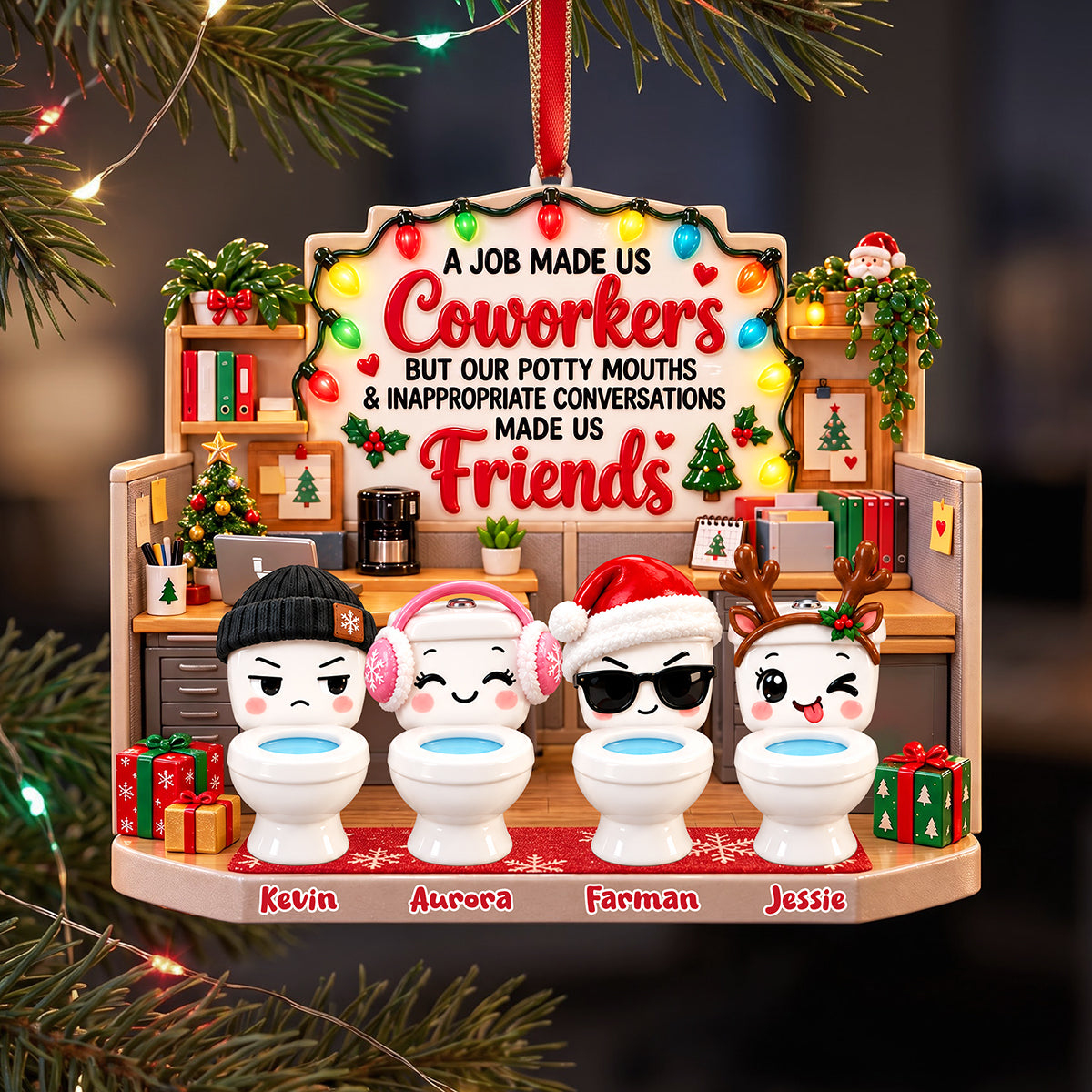 Funny Work Besties Christmas Ornament - Personalized Gifts For Coworker 02nata091026-Homacus