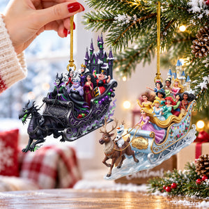 Princess & Villain Snow Ride Ornament - Personalized Gift For Christmas 02NAQN180926