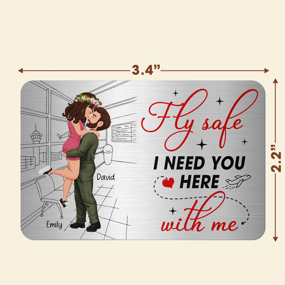 Personalized Gifts For Couple Pilot Wallet Card Fly Safe 04KAQN040225PA-Homacus