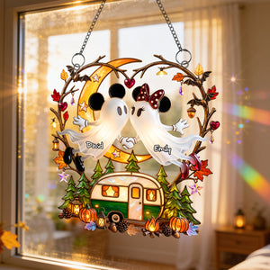 Boo Couple Camping Suncatcher - Personalized Gifts For Halloween Suncatcher Ornament 04PADH070826