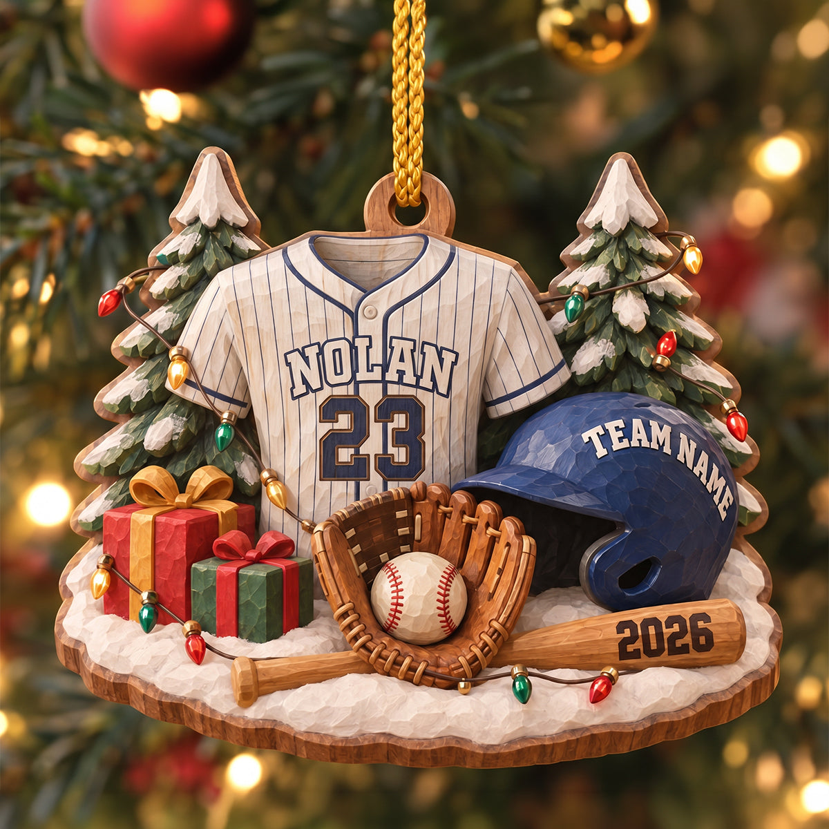 Batter Up Wood Effect Ornament, Personalized Gifts For Sport Lovers 04QHTN141026-Homacus