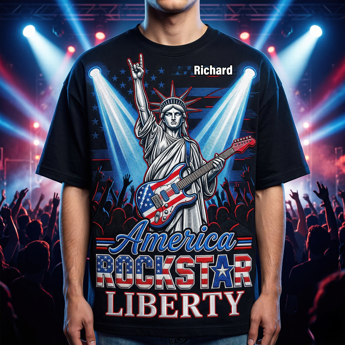 Patriotic Guitar Rockstar Shirt Personalized Gifts 03PAQN060426-Homacus