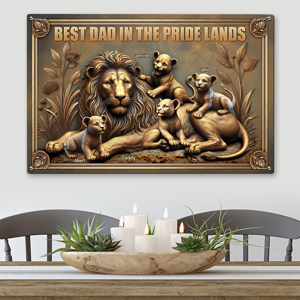 Lion Dad Metal Sign - Personalized Gifts For Dad 02naqn290425-Homacus