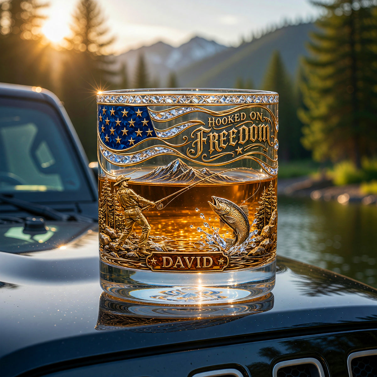 Hooked On Freedom Fishing Round Glass - Personalized Gifts For Fishing Lovers 05paqn290526-Homacus