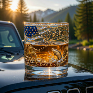 Hooked On Freedom Fishing Round Glass - Personalized Gifts For Fishing Lovers 05paqn290526-Homacus