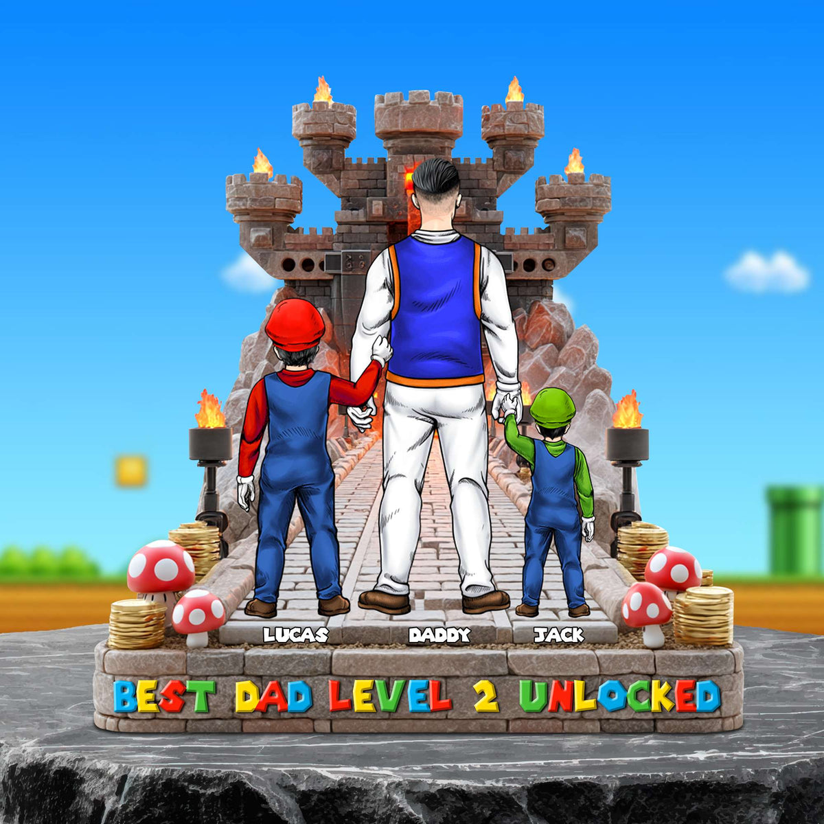 Dad Level Unlocked Acrylic Plaque Personalized Gifts For Dad 02TGTN160525PA-Homacus