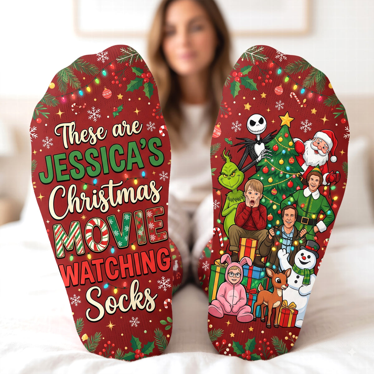 Christmas Lovers Middle Tube Socks - Personalized Gifts For Movie Enthusiast 05naqn110926