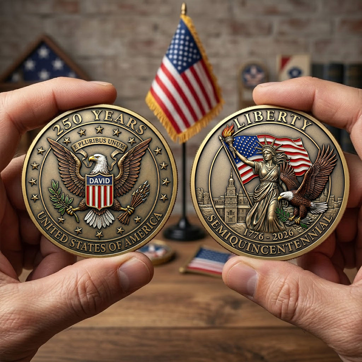 250 Years Of Liberty Commemorative Metal Coin - Personalized Anniversary Gift 02TYTN070426-Homacus