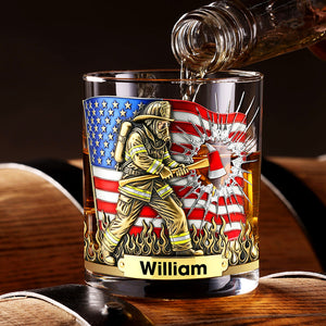 Patriotic Firefighter Drinking Glass – Personalized Gifts For Firefighter 04hyqn080925-Homacus