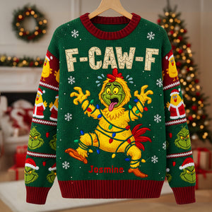 F-Caw-F Chicken 3D Knitted Ugly Sweater - Personalized Funny Christmas Gift 02tgmg061025-Homacus
