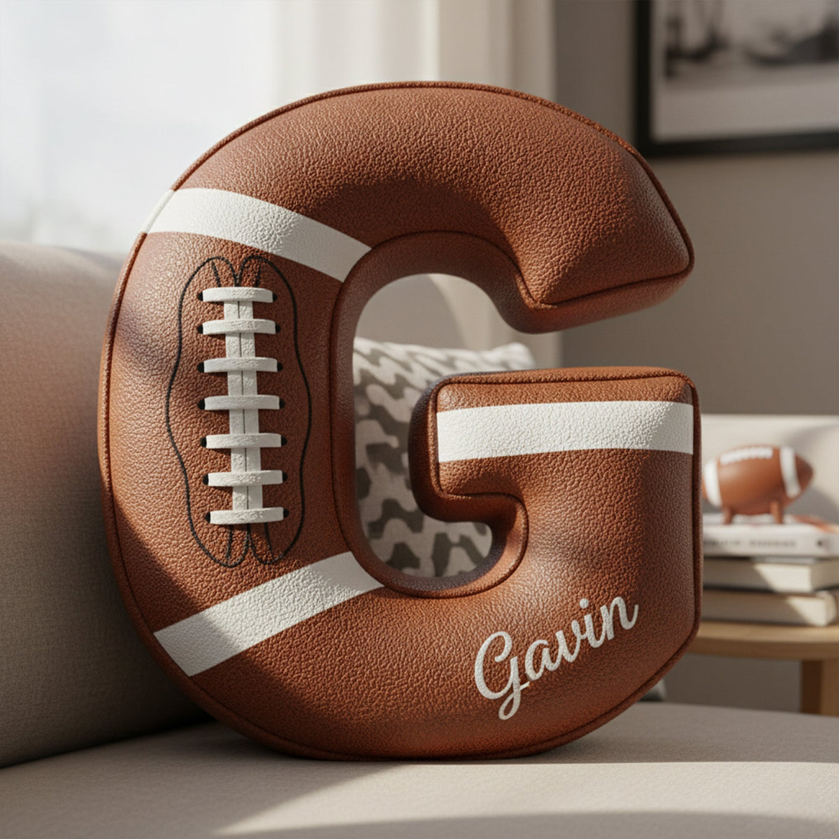 Touchdown Initial Letter Shaped Pillow - Personalized Gifts For Kids 02HYLU121125-Homacus