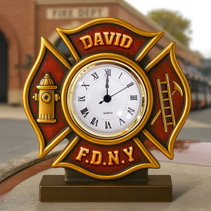 Firefighter Desk Clock Plaque - Personalized Gifts For Firefighter 02toqn280525-Homacus