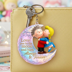 Love You To The Moon And Back Keychain - Personalized Gifts For Couple 01huta290126-Homacus