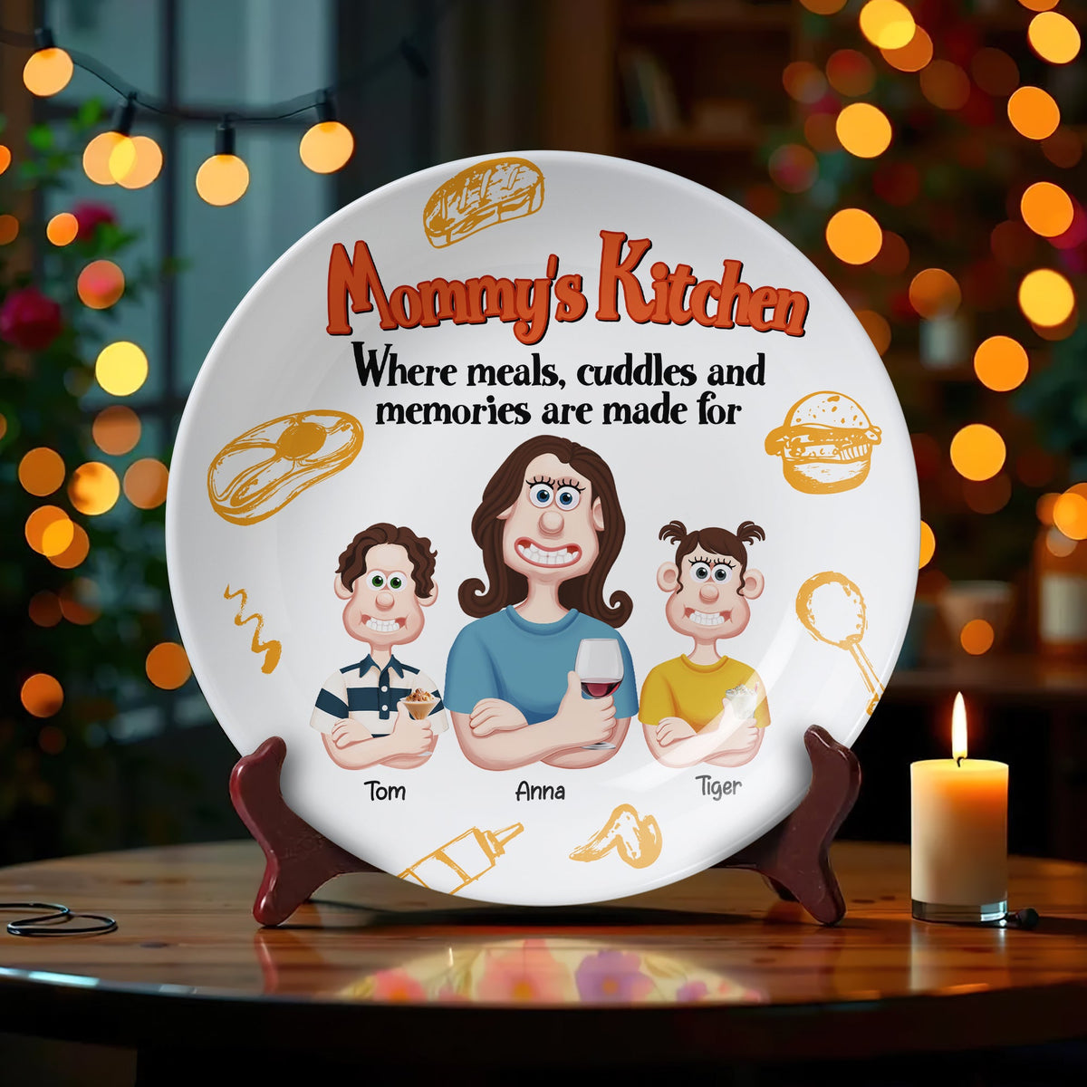 Personalized Gifts For Mom Ceramic Round Plate 05xqtn140325pa Mommy's Kitchen - Where Meals, Cuddles And Memories Are Made For-Homacus