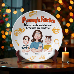 Personalized Gifts For Mom Ceramic Round Plate 05xqtn140325pa Mommy's Kitchen - Where Meals, Cuddles And Memories Are Made For-Homacus