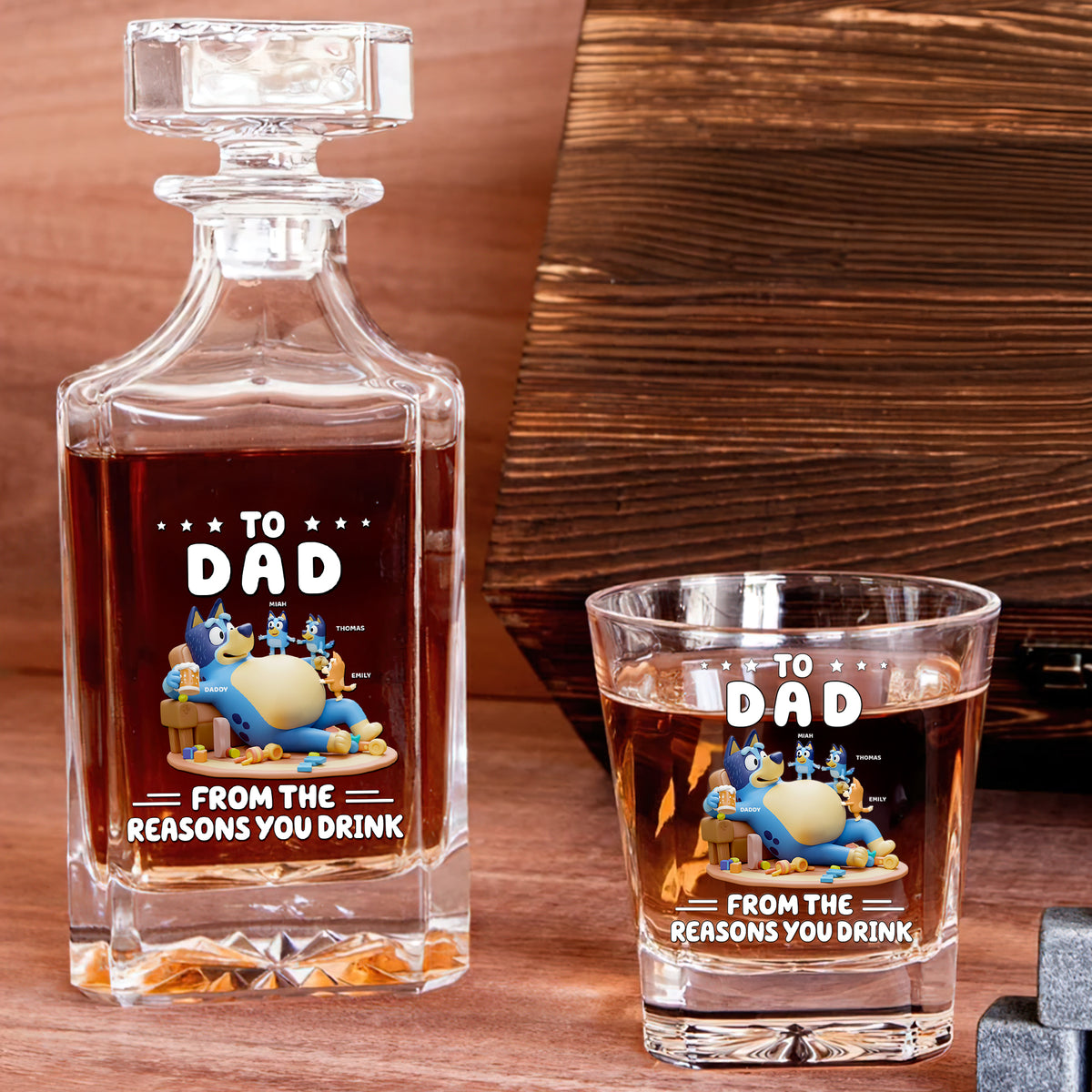 Cheers To Dad Whiskey Decanter Set Personalized Gifts For Dad 02QHDT230525-Homacus