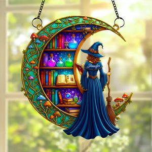 Bookshelf Moonlight Suncatcher Ornament Personalized Gifts for Book Lovers 01TODT010825-Homacus