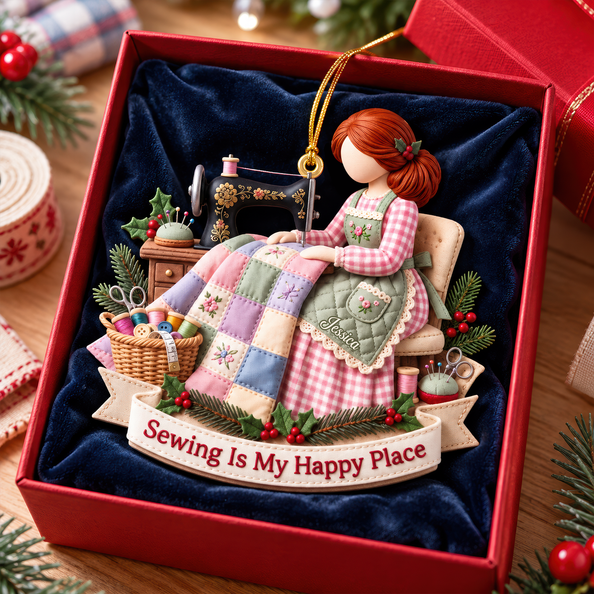 Sewing Girl Acrylic Ornament - Personalized Christmas Gifts For Sewing Lovers 02pgqn241026-Homacus