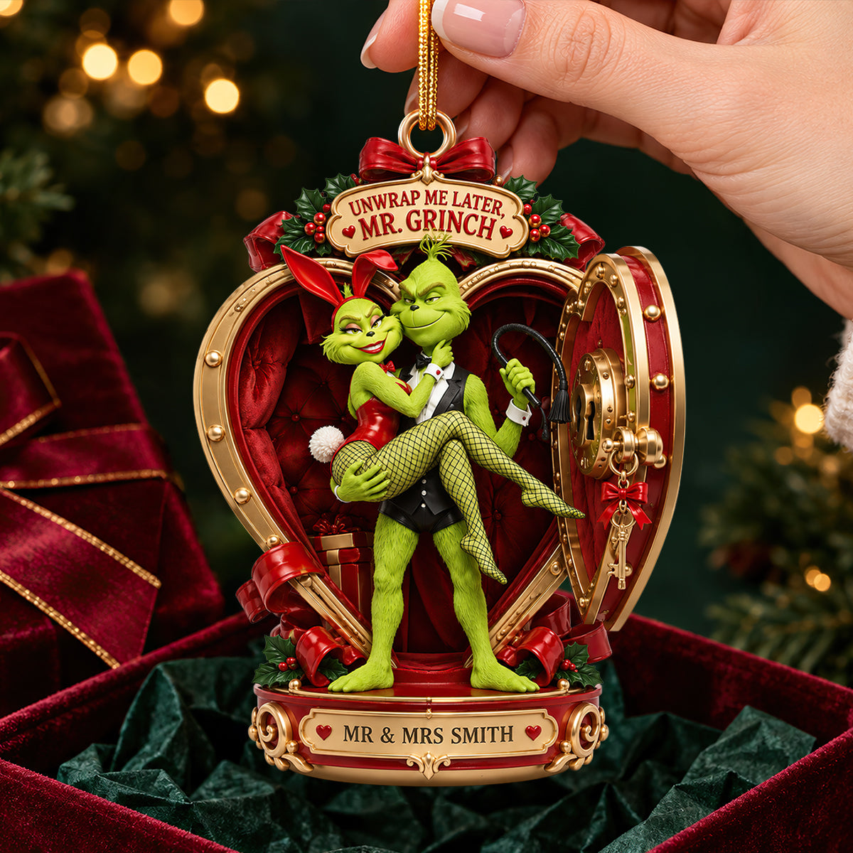 Playful Christmas Couple Ornament - Personalized Gifts For Couple 04hadt230926