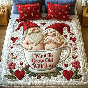 Gnome Old Couple Quilt Bed Set Special Line - Personalized Gifts For Couple 06namg281125-Homacus