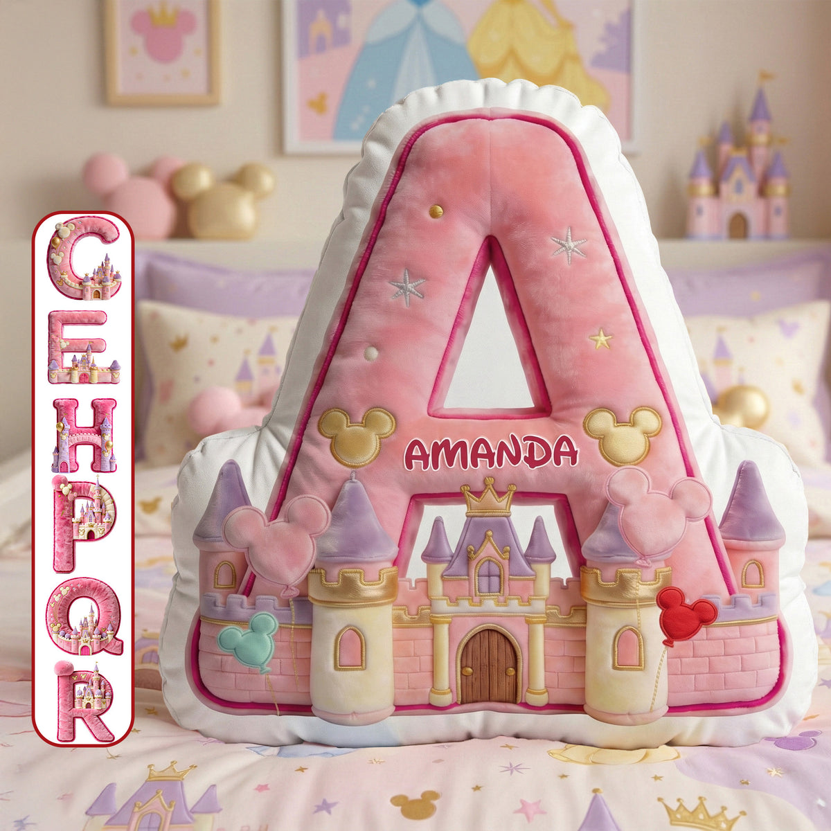 Castle Pink Alphabet Pillow - Personalized Gifts For Girls 06namg181225-Homacus
