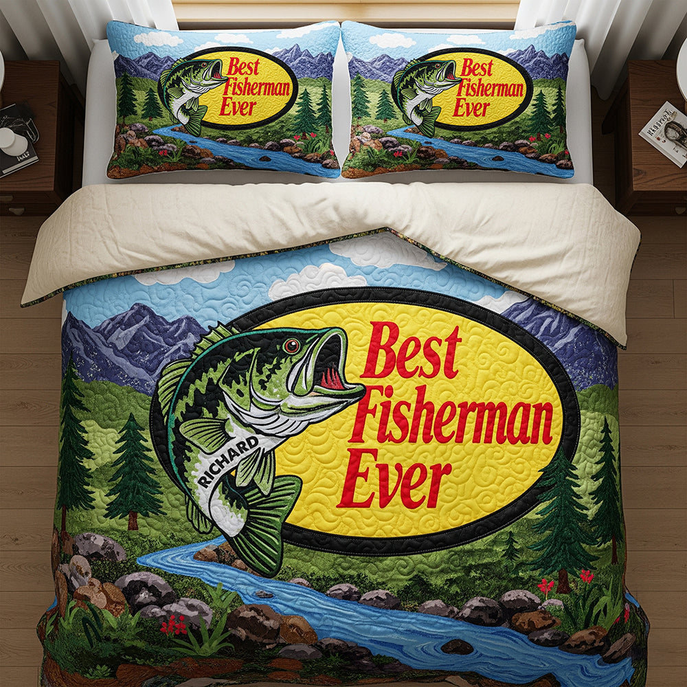 Badass Best Fishing Quilt Bed Set, Personalized Gifts For Fishing Lover 01qhqn150725-Homacus