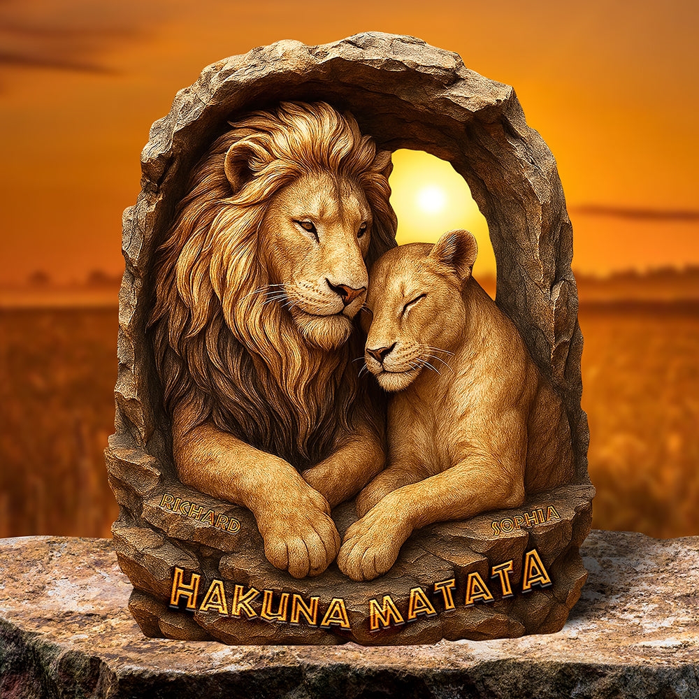 Lion Couple Plaque - Personalized Gifts 04XQQN100425-Homacus