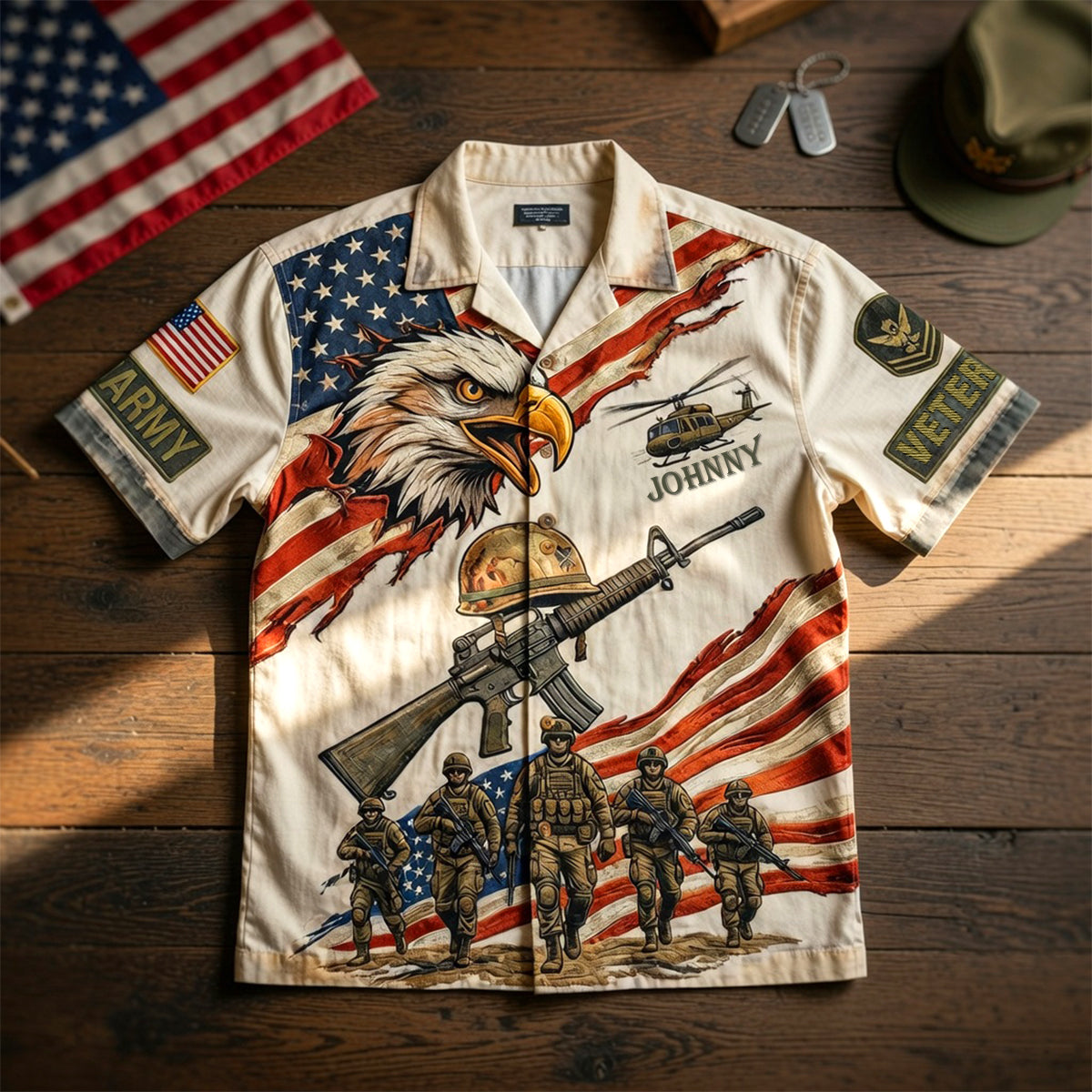 Veteran Pride Patriotic Hawaiian Shirt - Personalized Gifts For Veteran 01PADH070426-Homacus