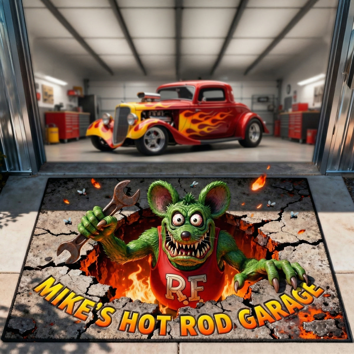 Hot Rod Garage Doormat - Personalized Gifts For Hot Rod Lovers 02tgqn090126-Homacus