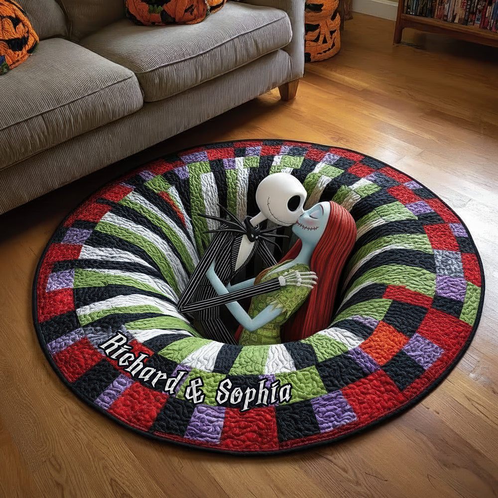 Spooky Love Quilted Round Mat - Personalized Gifts For Couple 03naqn240925-Homacus